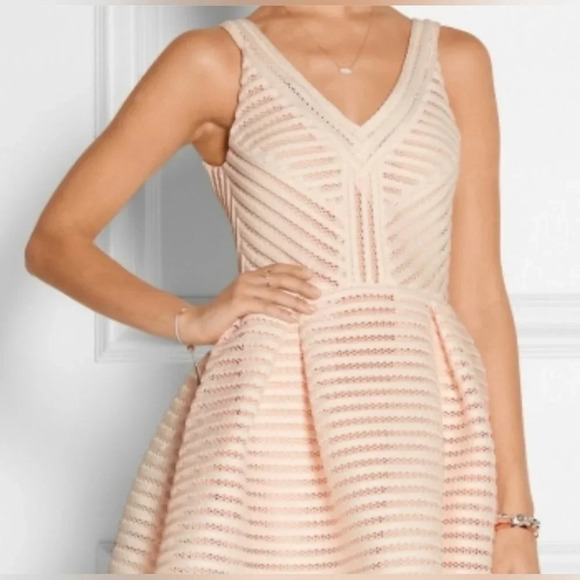 Maje Dresses & Skirts - NWT Maje Women's Rayure  Structured Puffball Dress Pink Nude Mid Length Size 1